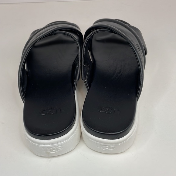 New Women’s UGG Black Zayne Crossband Platform Leather Slide Ons Size 9 - Picture 4 of 12